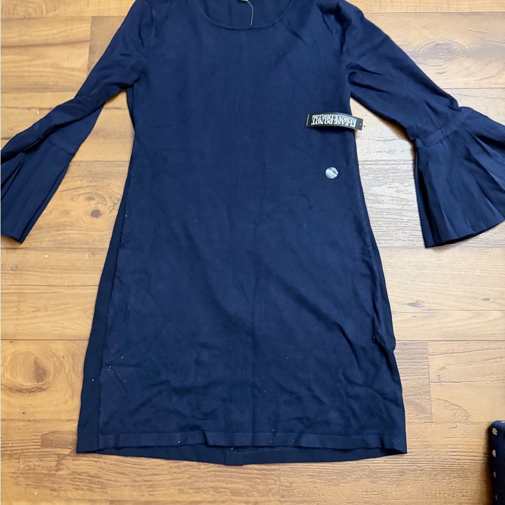 New York & Company Navy Long Sleeve Dress
